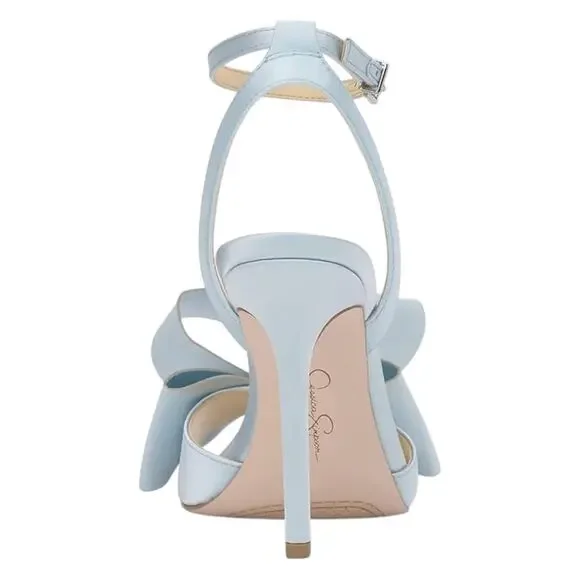 Jessica Simpson Women's Olivine Satin Bow High Heel Sandals Light Blue Size 5 - Picture 3 of 5